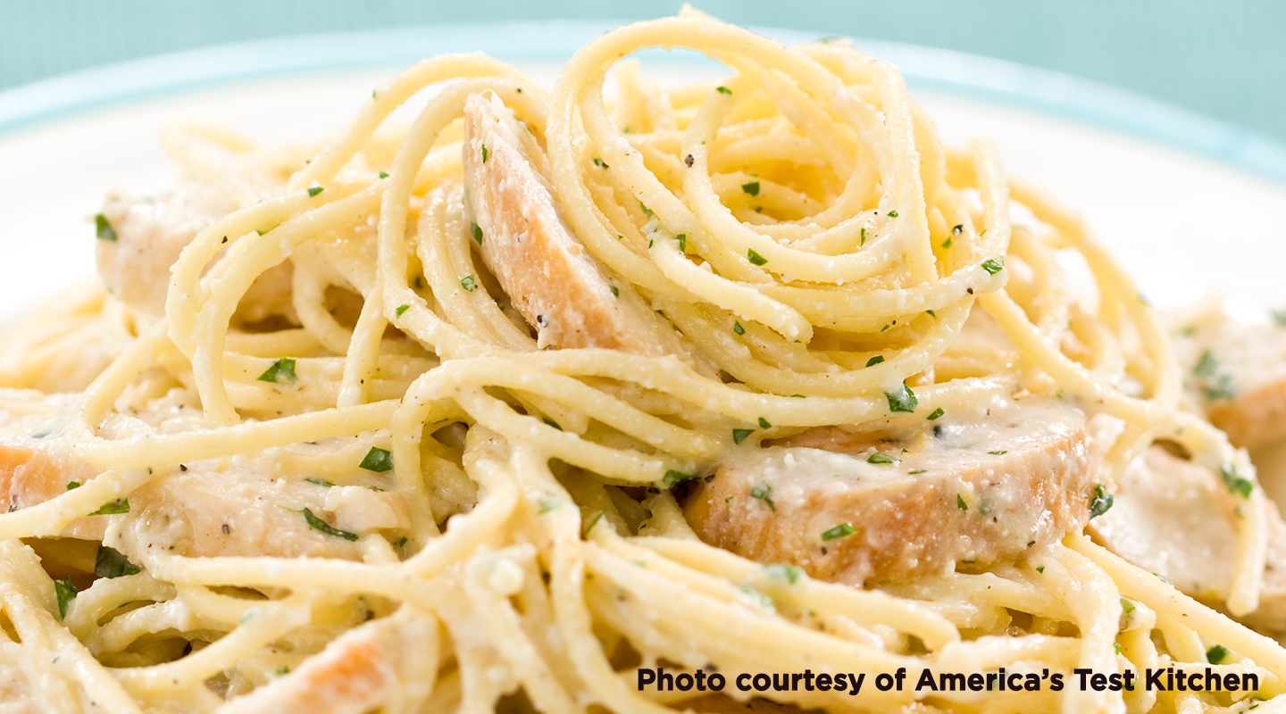Wisconsin Cheese Creamy Pasta with Lemon-Pepper Chicken Recipe